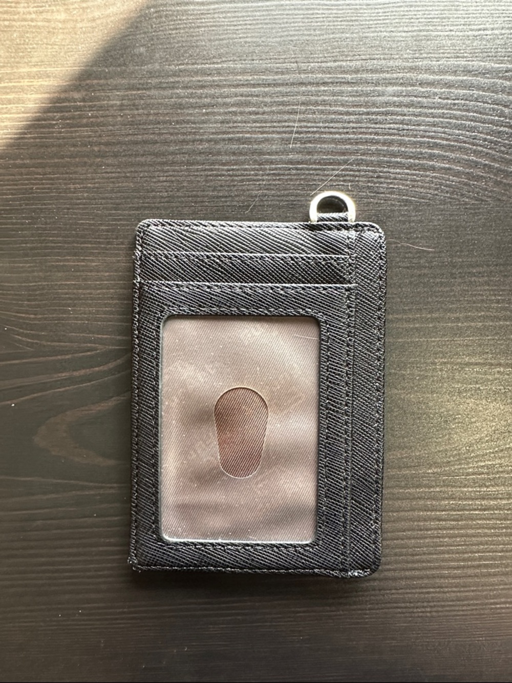 Black Textured ID Card & Key Holder with Clear Window
